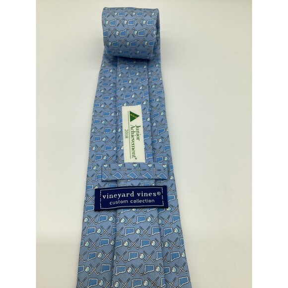 VINEYARD VINES Custom Collection Silk Necktie USA Connecticut GOLF Tie - Picture 4 of 5